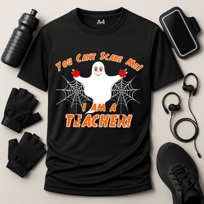 You Can't Scare Me I'm a Teacher Halloween Ghost Spiders Cooling Performance Crew T-Shirt