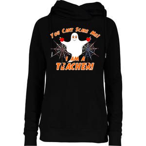 You Can't Scare Me I'm a Teacher Halloween Ghost Spiders Womens Funnel Neck Pullover Hood