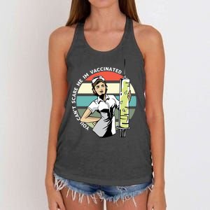 You Can't Scare Me I'm Vaccinated Nurse Women's Knotted Racerback Tank