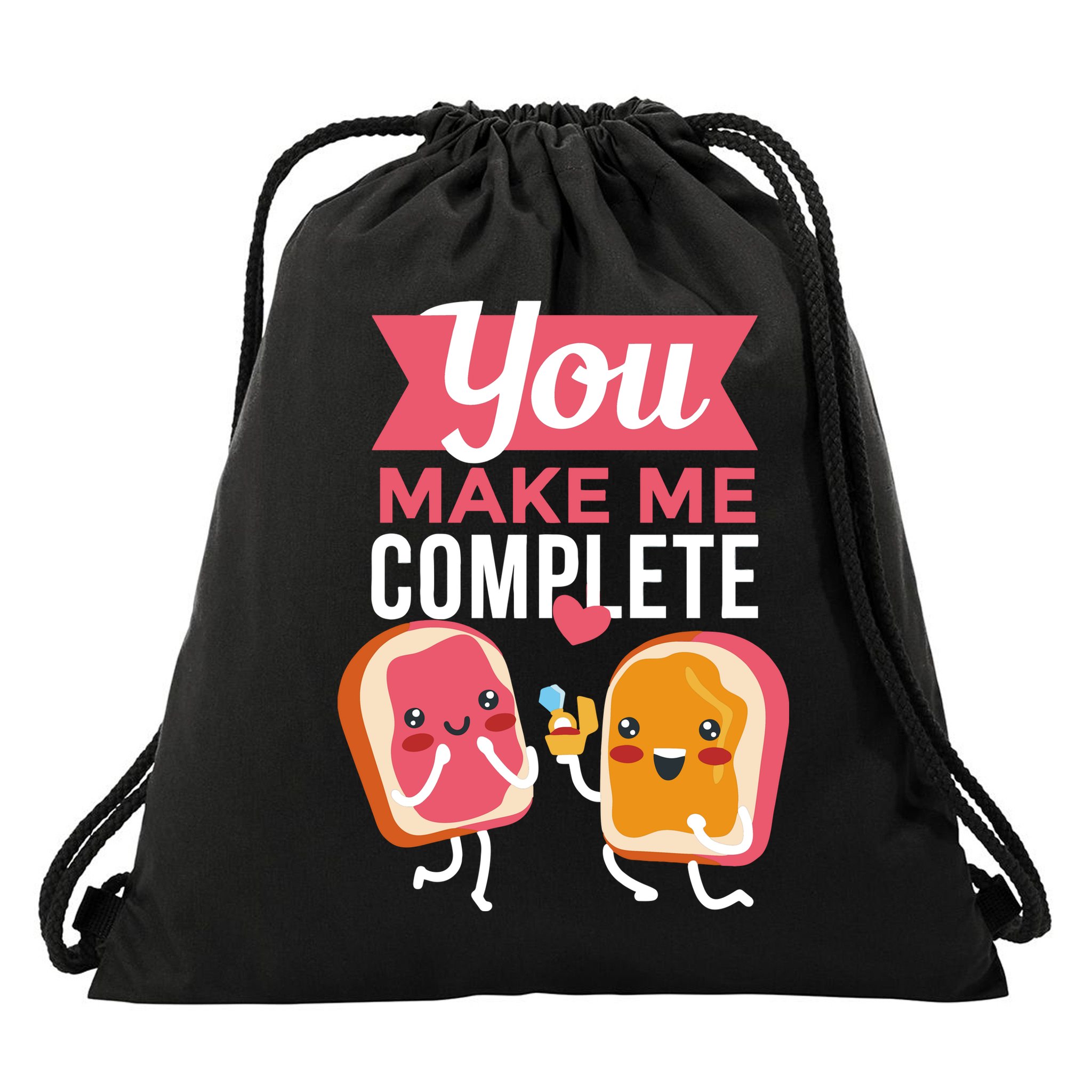 You Complete Me Peanut Butter Jelly Drawstring Bag
