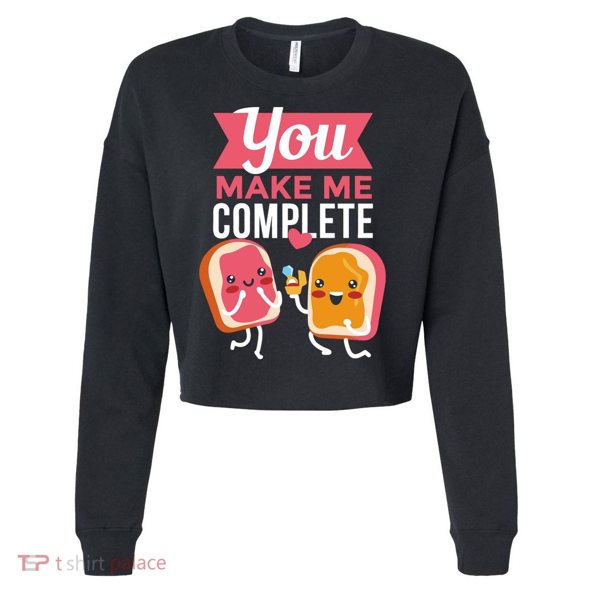 You Complete Me Peanut Butter Jelly Cropped Pullover Crew
