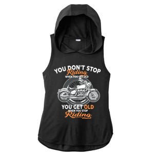 You Don't Get Old When You Stop Riding Ladies PosiCharge Tri-Blend Wicking Draft Hoodie Tank