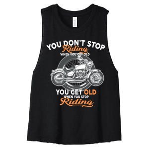 You Don't Get Old When You Stop Riding Women's Racerback Cropped Tank