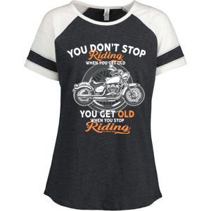 You Don't Get Old When You Stop Riding Enza Ladies Jersey Colorblock Tee