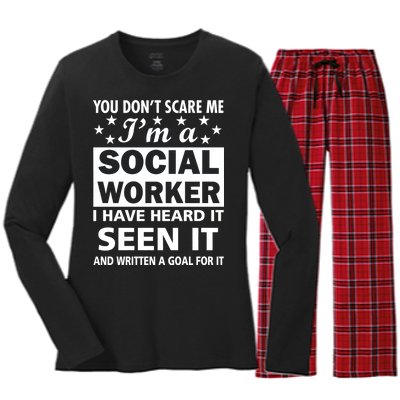 You Don't Scare Me Social Worker Women's Long Sleeve Flannel Pajama Set 