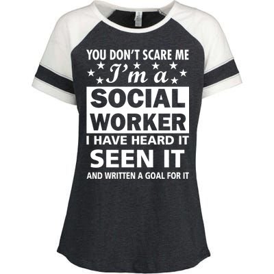 You Don't Scare Me Social Worker Enza Ladies Jersey Colorblock Tee