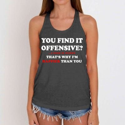 You Find It Offensive? I Find It Funny Women's Knotted Racerback Tank