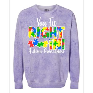 You Fit Right In Autism Awareness Colorblast Crewneck Sweatshirt