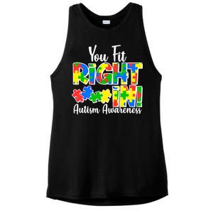 You Fit Right In Autism Awareness Ladies PosiCharge Tri-Blend Wicking Tank