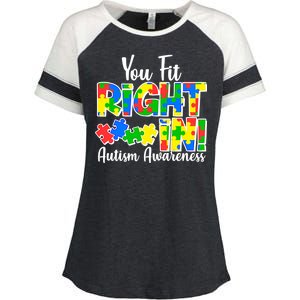 You Fit Right In Autism Awareness Enza Ladies Jersey Colorblock Tee