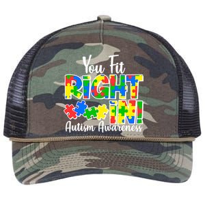 You Fit Right In Autism Awareness Retro Rope Trucker Hat Cap