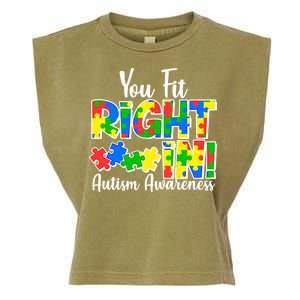 You Fit Right In Autism Awareness Garment-Dyed Women's Muscle Tee