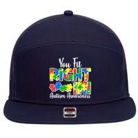 You Fit Right In Autism Awareness 7 Panel Mesh Trucker Snapback Hat