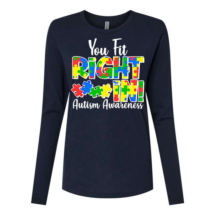 You Fit Right In Autism Awareness Womens Cotton Relaxed Long Sleeve T-Shirt