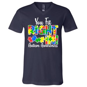 You Fit Right In Autism Awareness V-Neck T-Shirt