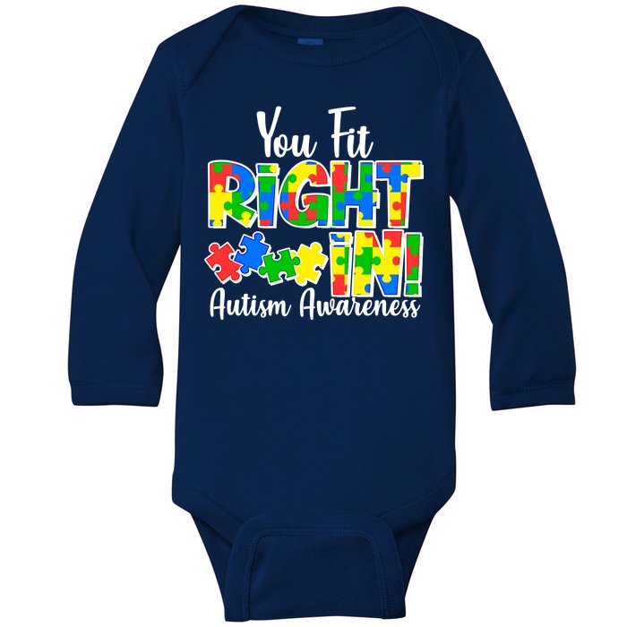 You Fit Right In Autism Awareness Baby Long Sleeve Bodysuit