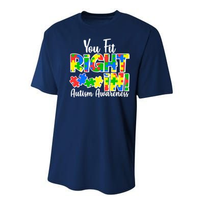 You Fit Right In Autism Awareness Youth Performance Sprint T-Shirt