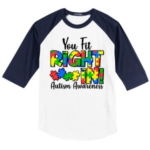 You Fit Right In Autism Awareness Baseball Sleeve Shirt