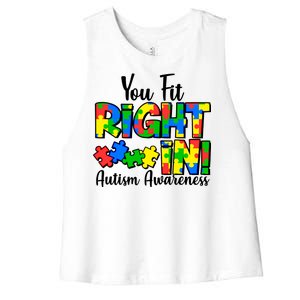 You Fit Right In Autism Awareness Women's Racerback Cropped Tank