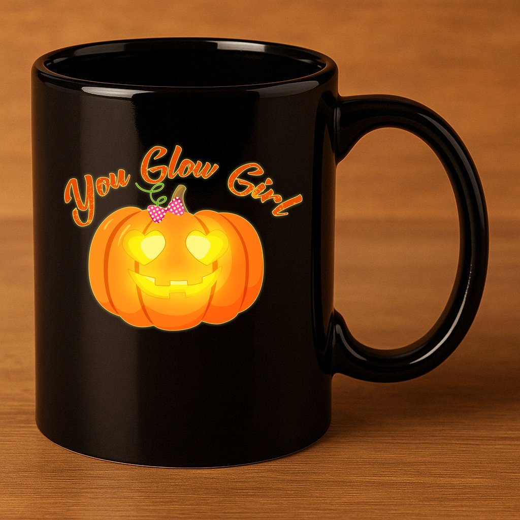 You Glow Girl Cute Pumpkin 11oz C Handle Ceramic Mug