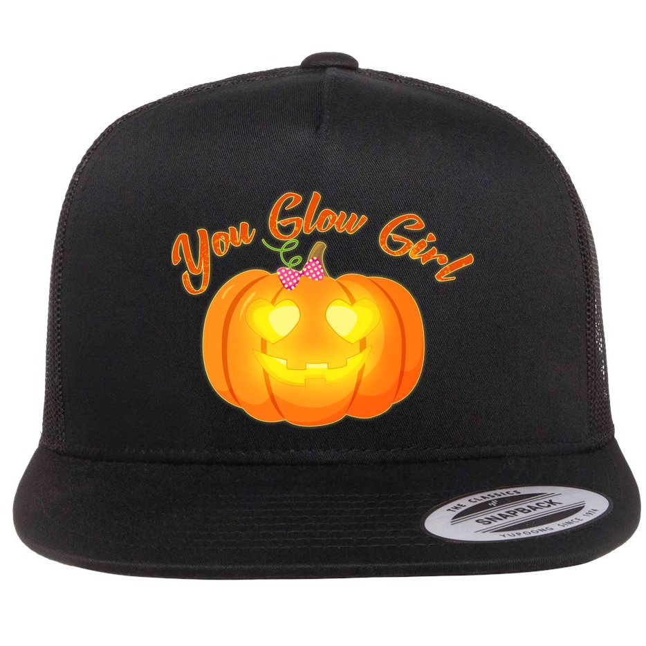 You Glow Girl Cute Pumpkin Flat Bill Trucker Hat