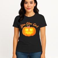 You Glow Girl Cute Pumpkin Womens T-Shirt