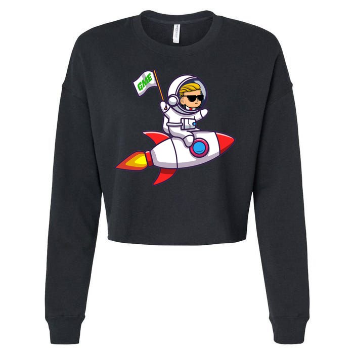You GME Stonk To The Moon WSB Stock Market Cropped Pullover Crew