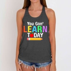 You Gon' Learn Today Back To School Women's Knotted Racerback Tank