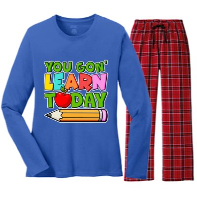 You Gon' Learn Today School Teacher Women's Long Sleeve Flannel Pajama Set 