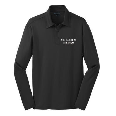 You Had Me At Bacon Silk Touch Performance Long Sleeve Polo