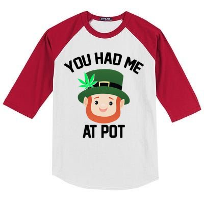 You Had Me At Pot Funny St Patricks Day Weed Kids Colorblock Raglan Jersey