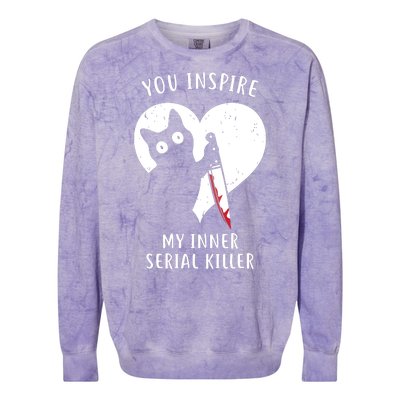 You Inspire My Inner Serial Killer Funny Cat Colorblast Crewneck Sweatshirt