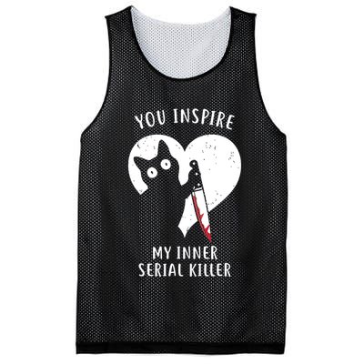 You Inspire My Inner Serial Killer Funny Cat Mesh Reversible Basketball Jersey Tank