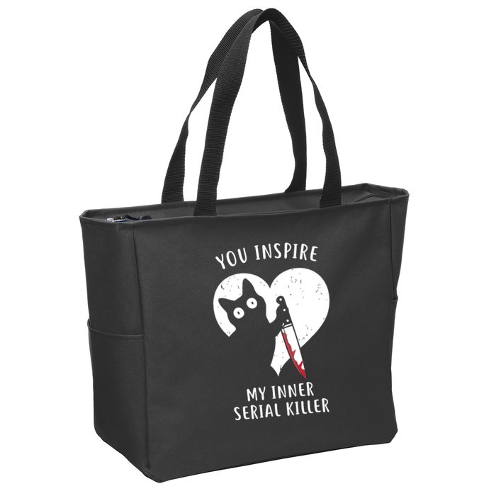 You Inspire My Inner Serial Killer Funny Cat Zip Tote Bag