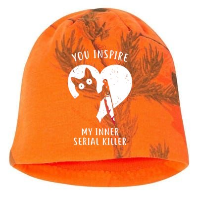 You Inspire My Inner Serial Killer Funny Cat Kati - Camo Knit Beanie