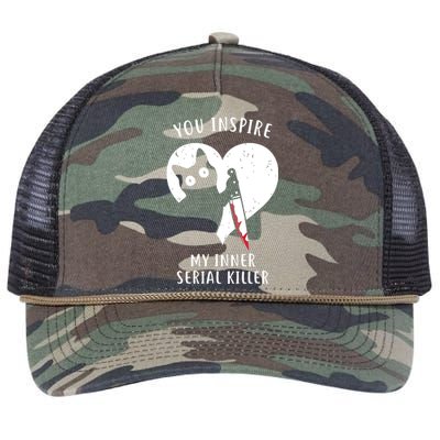 You Inspire My Inner Serial Killer Funny Cat Retro Rope Trucker Hat Cap