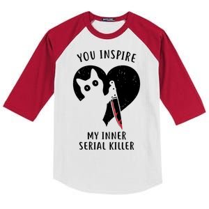 You Inspire My Inner Serial Killer Funny Cat Kids Colorblock Raglan Jersey