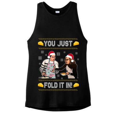 You Just Fold It Funny Cheese Xmas Sweater Ladies PosiCharge Tri-Blend Wicking Tank