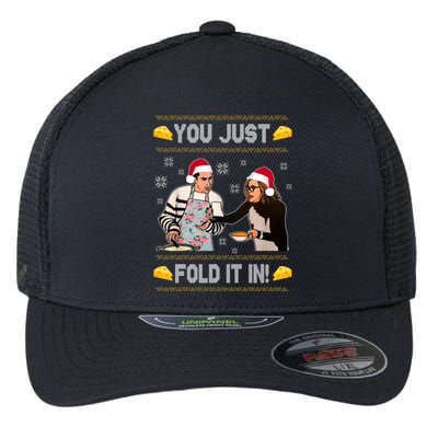 You Just Fold It Funny Cheese Xmas Sweater Flexfit Unipanel Trucker Cap