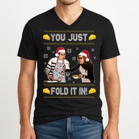 You Just Fold It Funny Cheese Xmas Sweater V-Neck T-Shirt