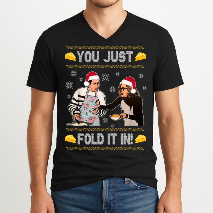 You Just Fold It Funny Cheese Xmas Sweater V-Neck T-Shirt