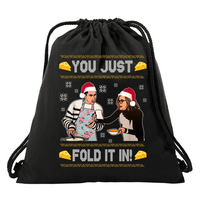You Just Fold It Funny Cheese Xmas Sweater Drawstring Bag