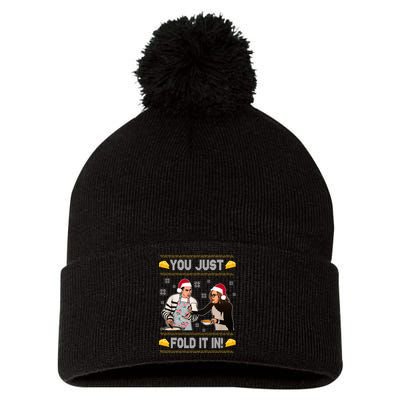 You Just Fold It Funny Cheese Xmas Sweater Pom Pom 12in Knit Beanie