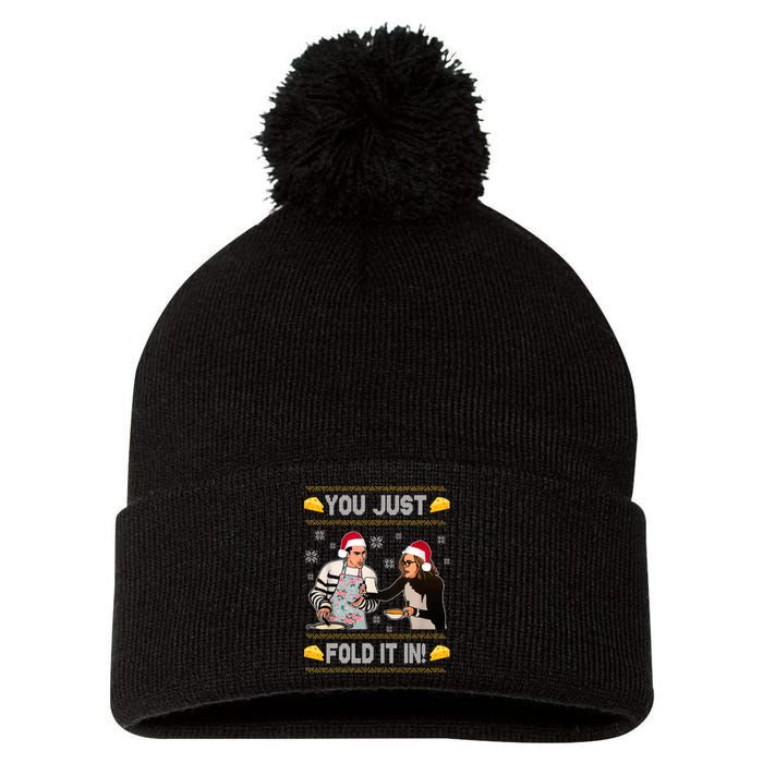 You Just Fold It Funny Cheese Xmas Sweater Pom Pom 12in Knit Beanie
