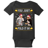 You Just Fold It Funny Cheese Xmas Sweater Baby Bodysuit