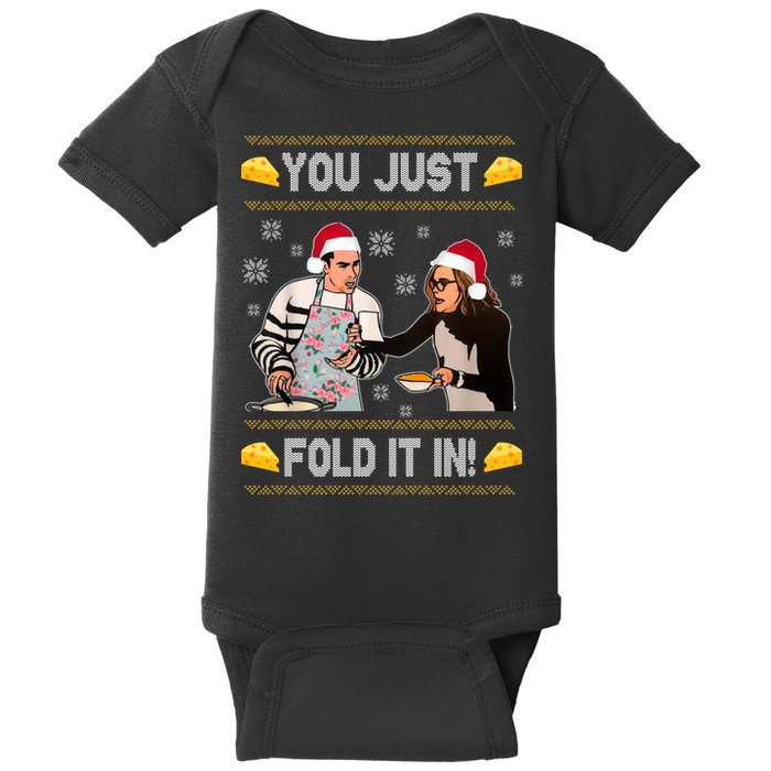 You Just Fold It Funny Cheese Xmas Sweater Baby Bodysuit