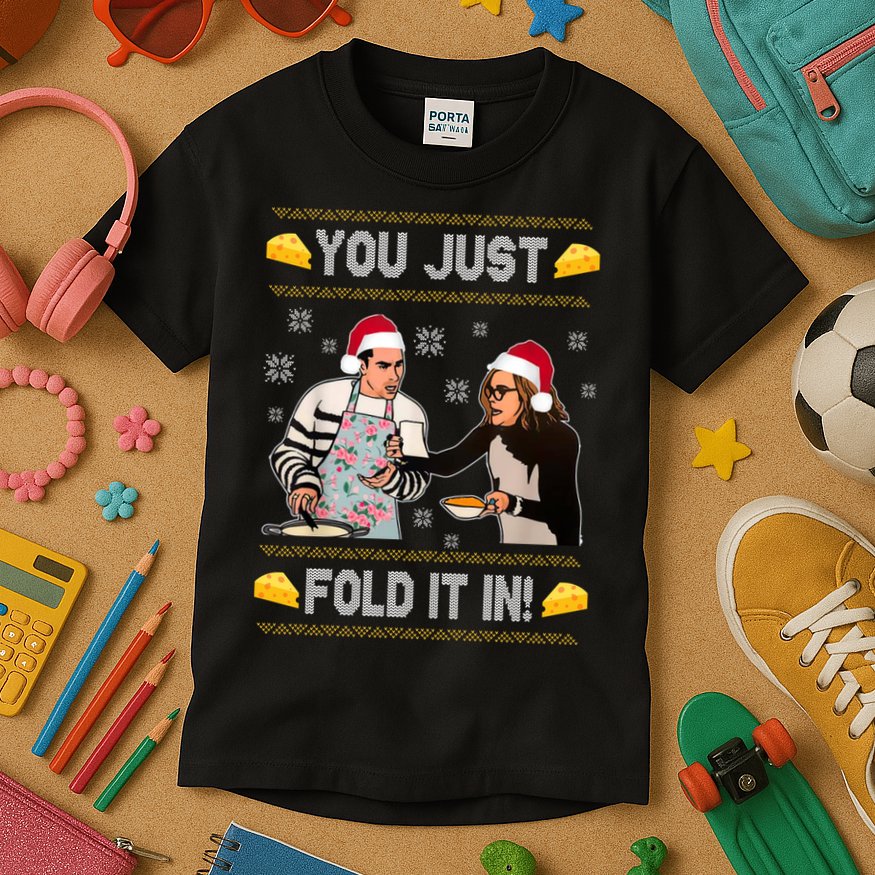 You Just Fold It Funny Cheese Xmas Sweater Kids T-Shirt