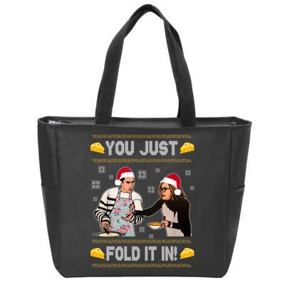 You Just Fold It Funny Cheese Xmas Sweater Zip Tote Bag