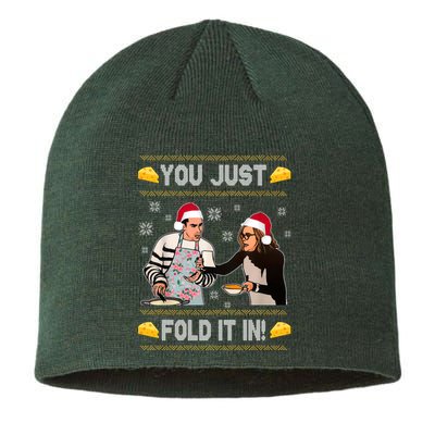You Just Fold It Funny Cheese Xmas Sweater Sustainable Beanie