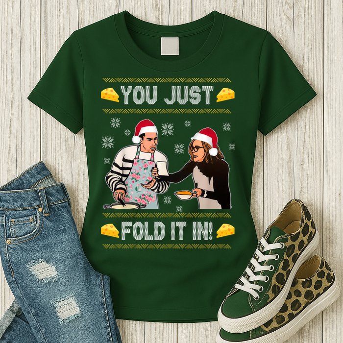 You Just Fold It Funny Cheese Xmas Sweater Womens T-Shirt